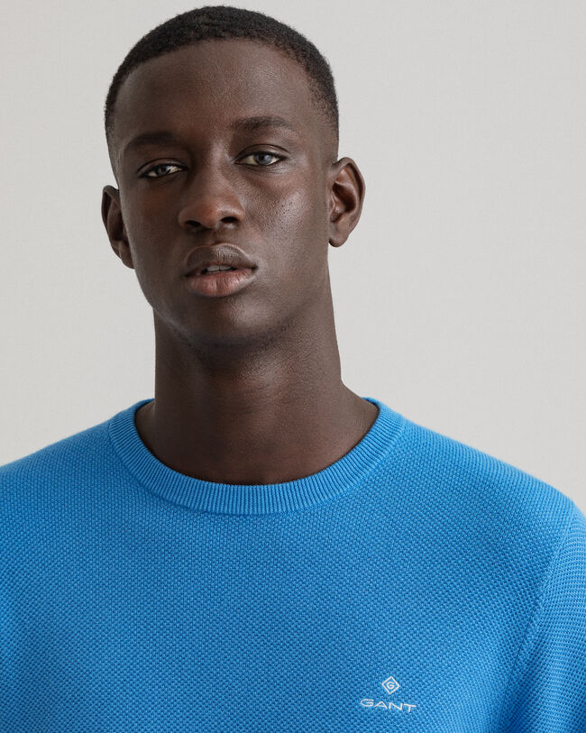 Cotton Piqu&eacute; Crew Neck Sweater