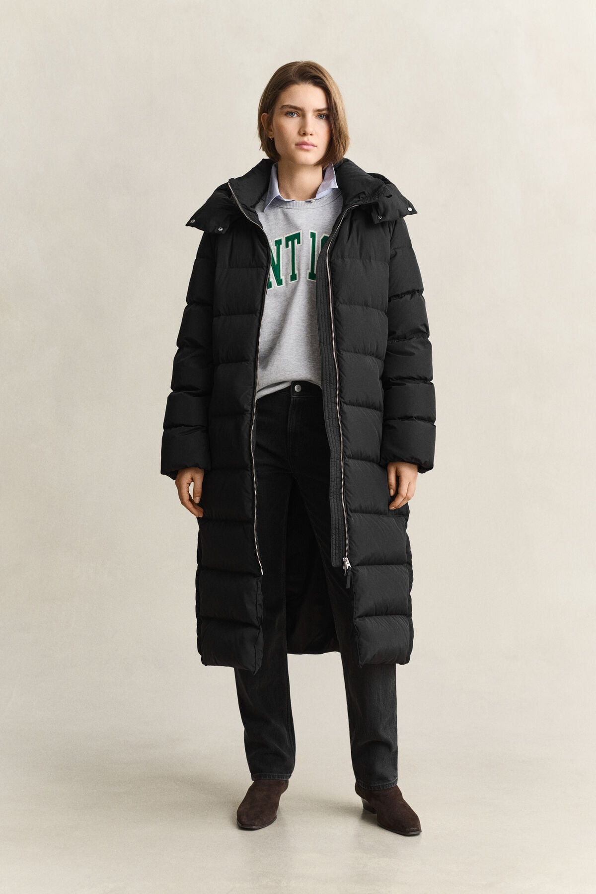 Long Down Coat — BLACK