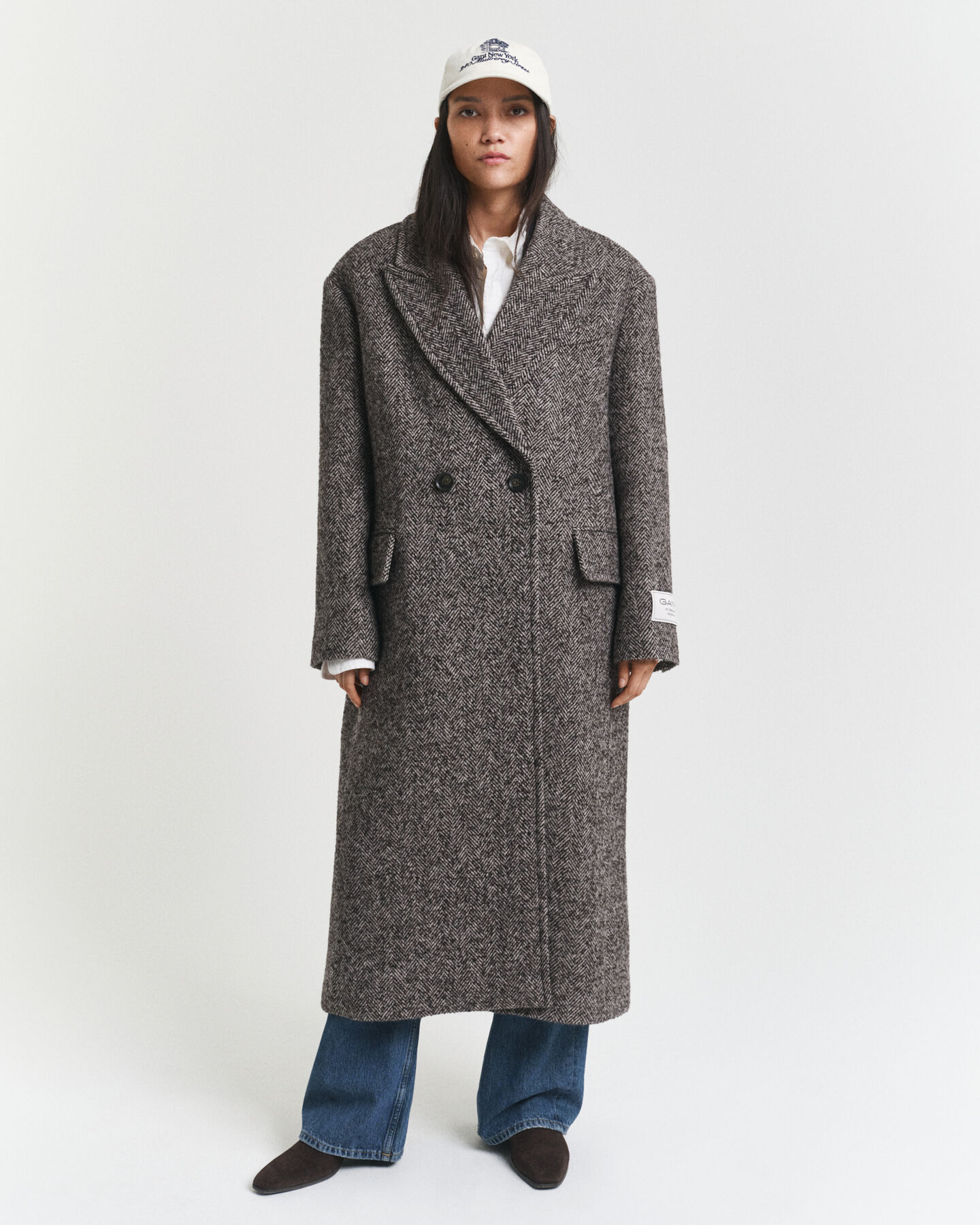 Herringbone Wool Blend Overcoat