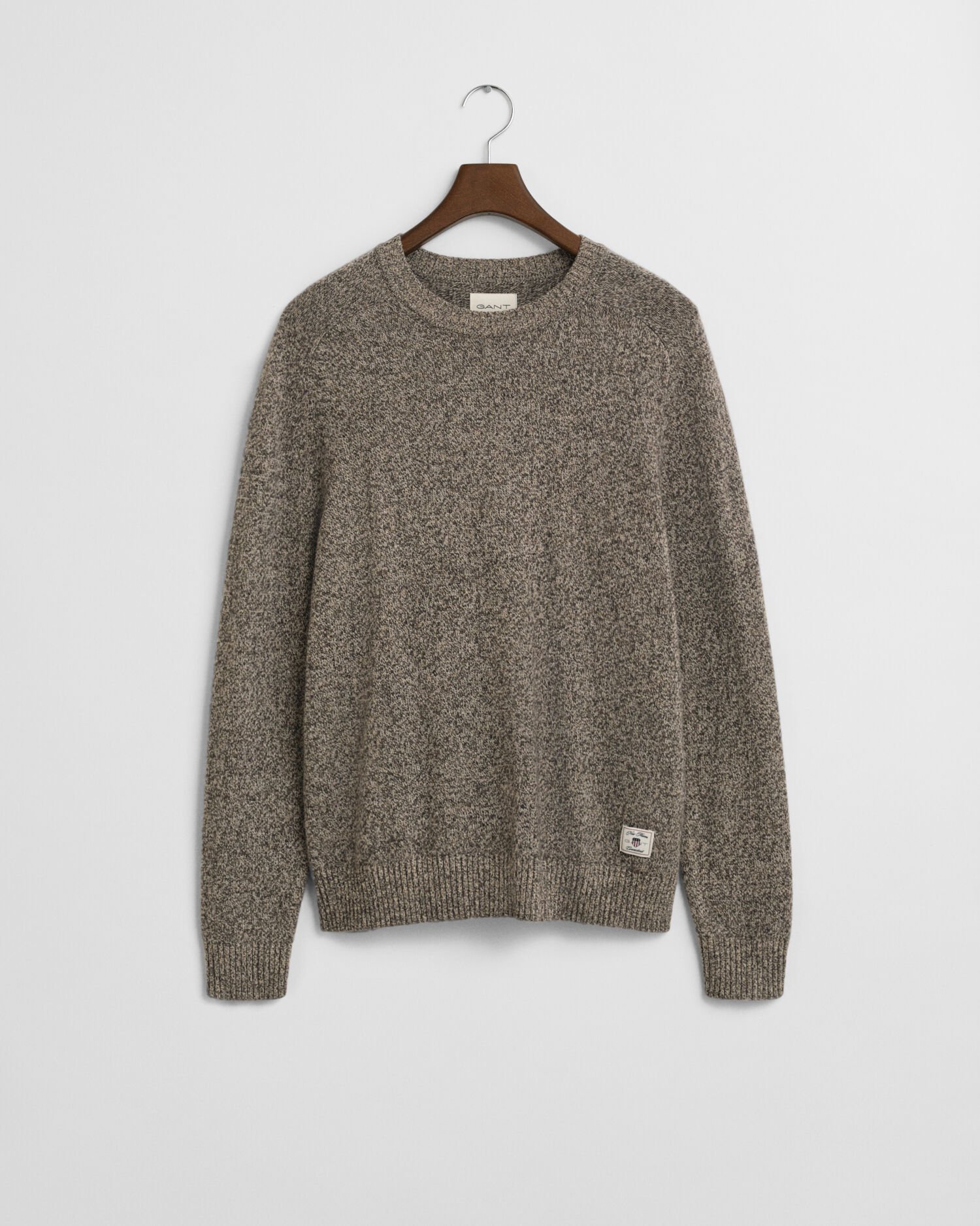 Wool Blend Mouliné Crew Neck Sweater