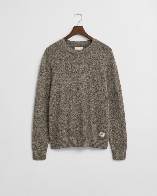 Wool Blend Mouliné Crew Neck Sweater
