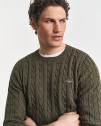 Cotton Cable Knit Crew Neck Sweater