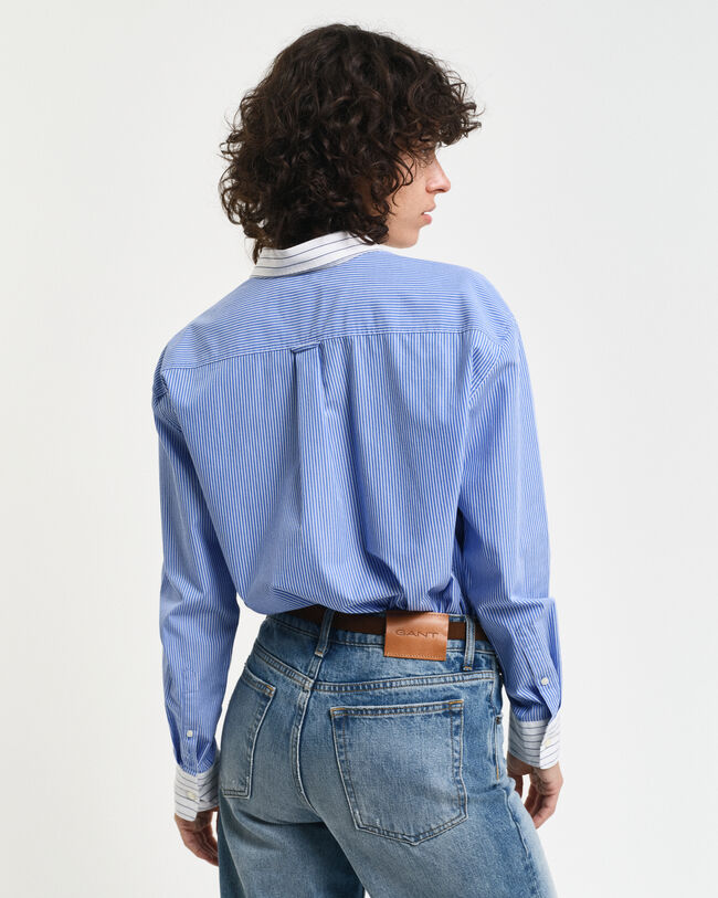 Relaxed Fit Mixed Stripe Poplin Shirt