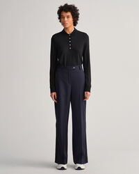 Detail Collar Long Sleeve Piqu&eacute; Polo Shirt