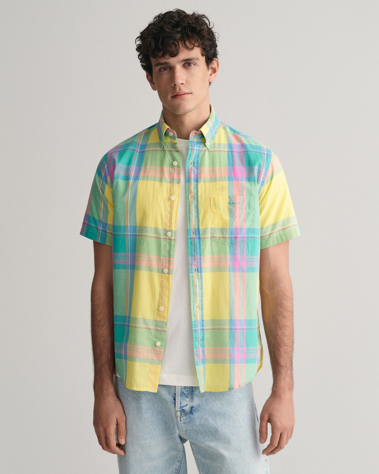 Regular Fit Colorful Madras Short Sleeve Shirt