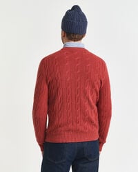 Lambswool Cable Knit Crew Neck Sweater