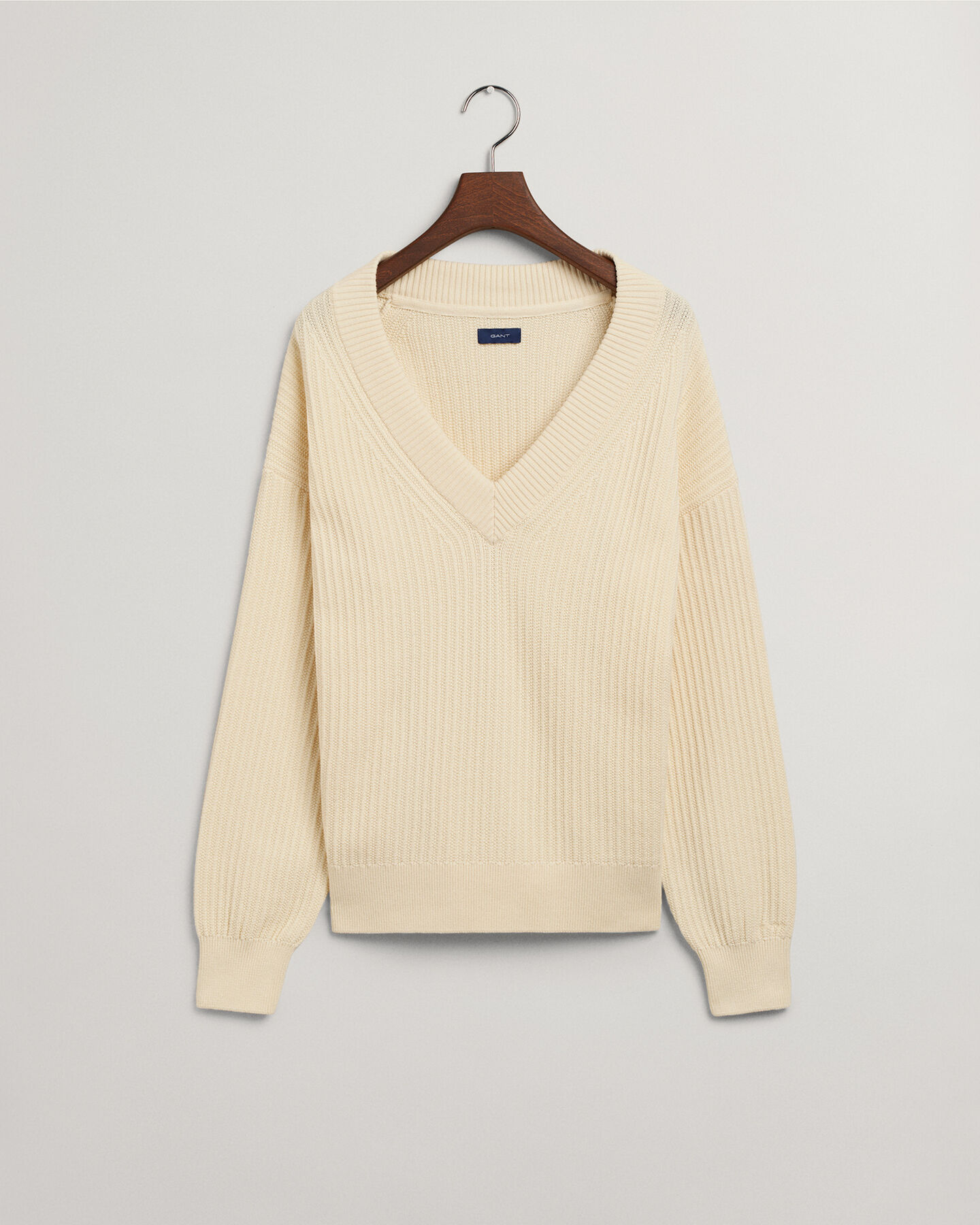 Cotton Ribbed V-Neck Sweater