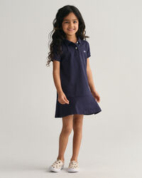 Girls Short Sleeve Piqu&eacute; Flounce Dress