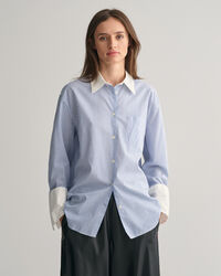 Relaxed Fit Striped Contrast Collar Shirt
