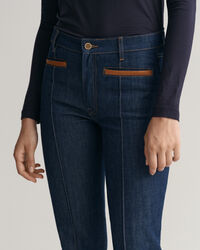 Slim Fit Leather Detail Jeans