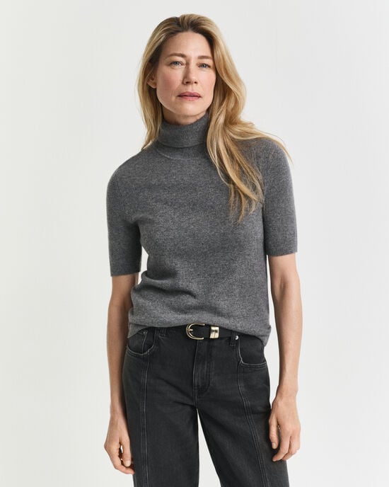 Short Sleeved Cashmere Turtleneck Sweater