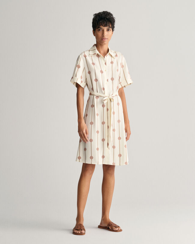 Printed Short Sleeve Shirt Dress