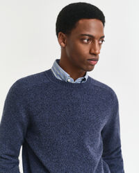 Wool Blend Mouliné Crew Neck Sweater