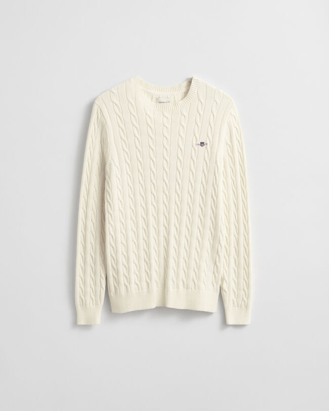 Cotton Cable Knit Crew Neck Sweater