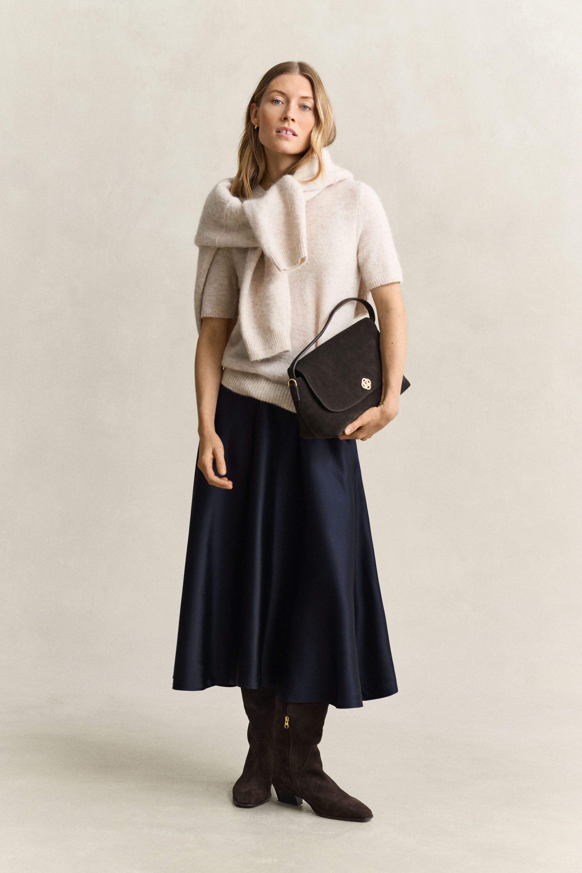 Volume Satin Skirt — EVENING BLUE