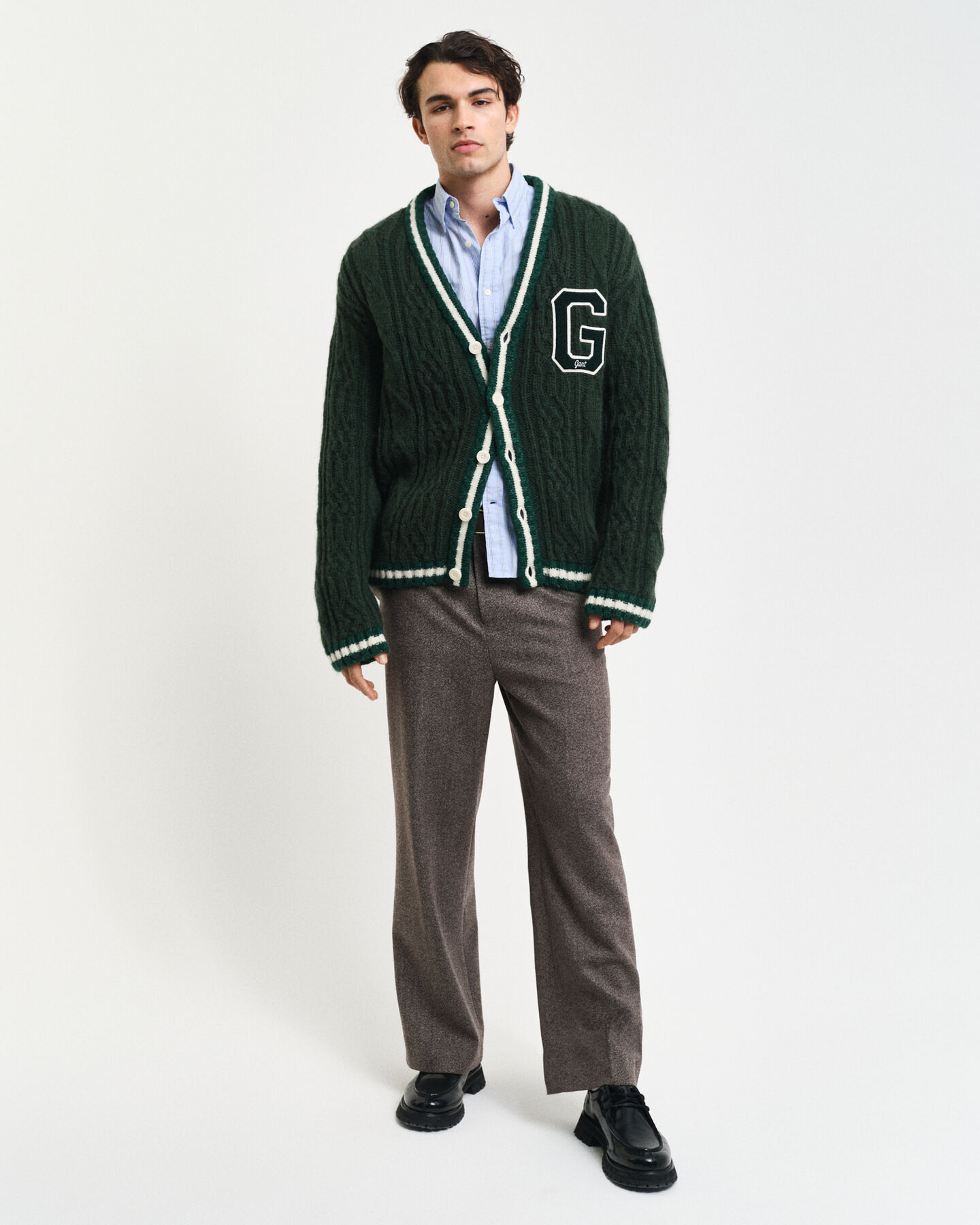 Seasonal G Cable Knit Cardigan