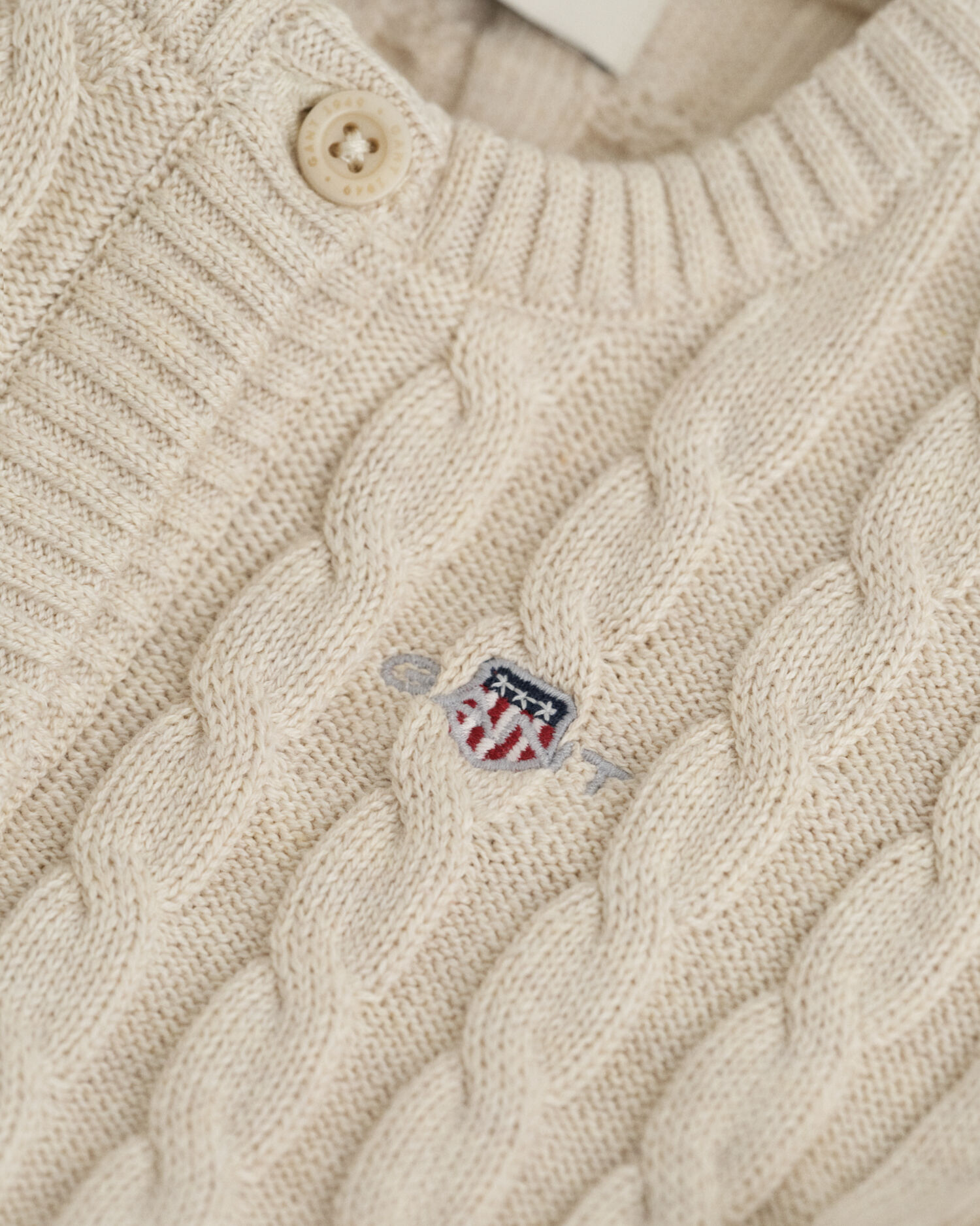Baby Shield Cotton Cable Knit Cardigan