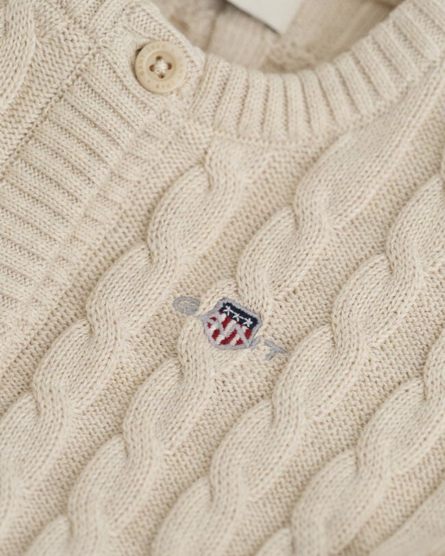Baby Shield Cotton Cable Knit Cardigan