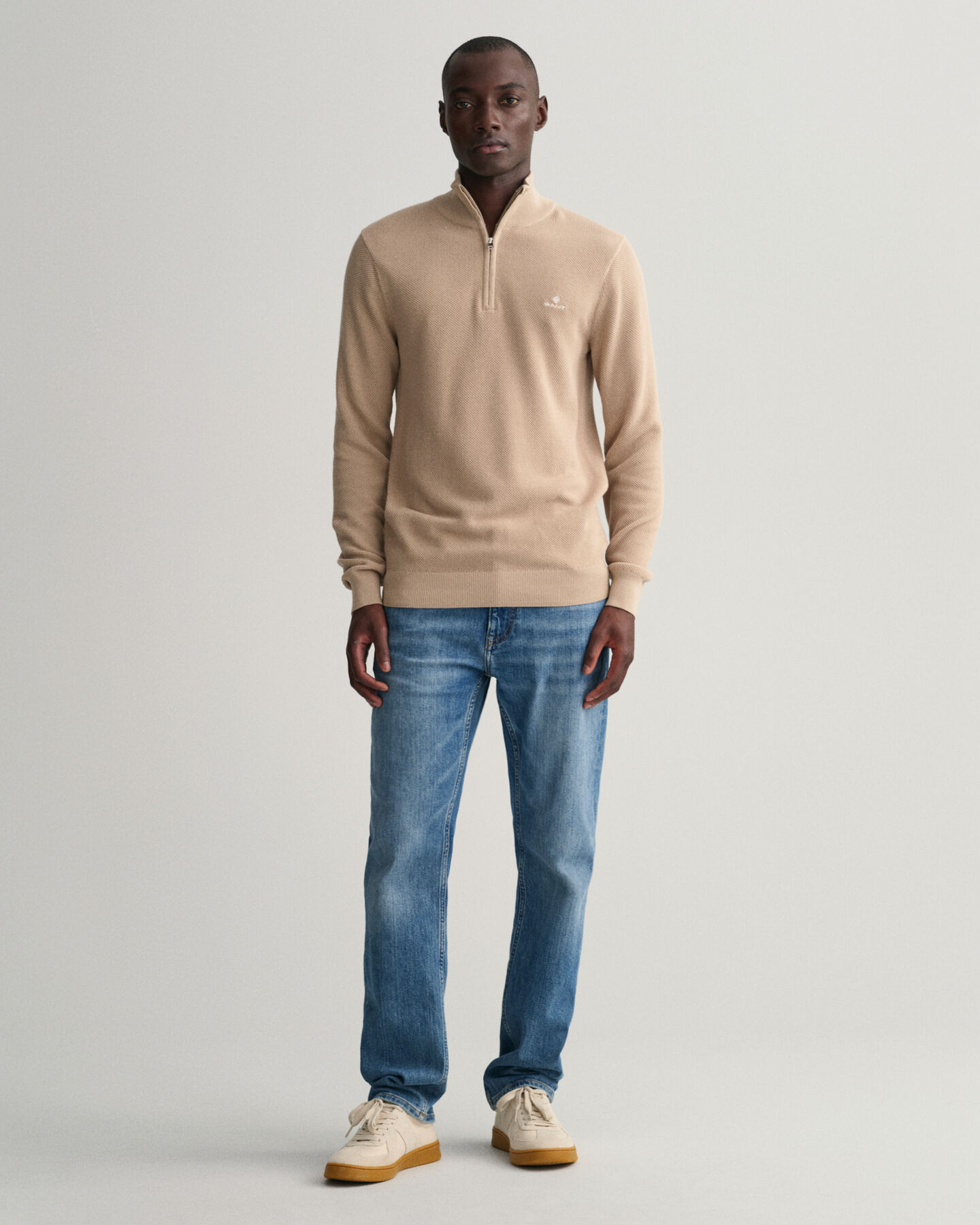 Cotton Piqu&eacute; Half-Zip Sweater