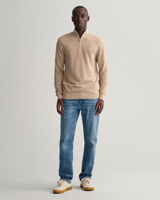 Cotton Piqu&eacute; Half-Zip Sweater