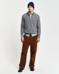 Ribbed Cotton Wool Half-Zip Sweater