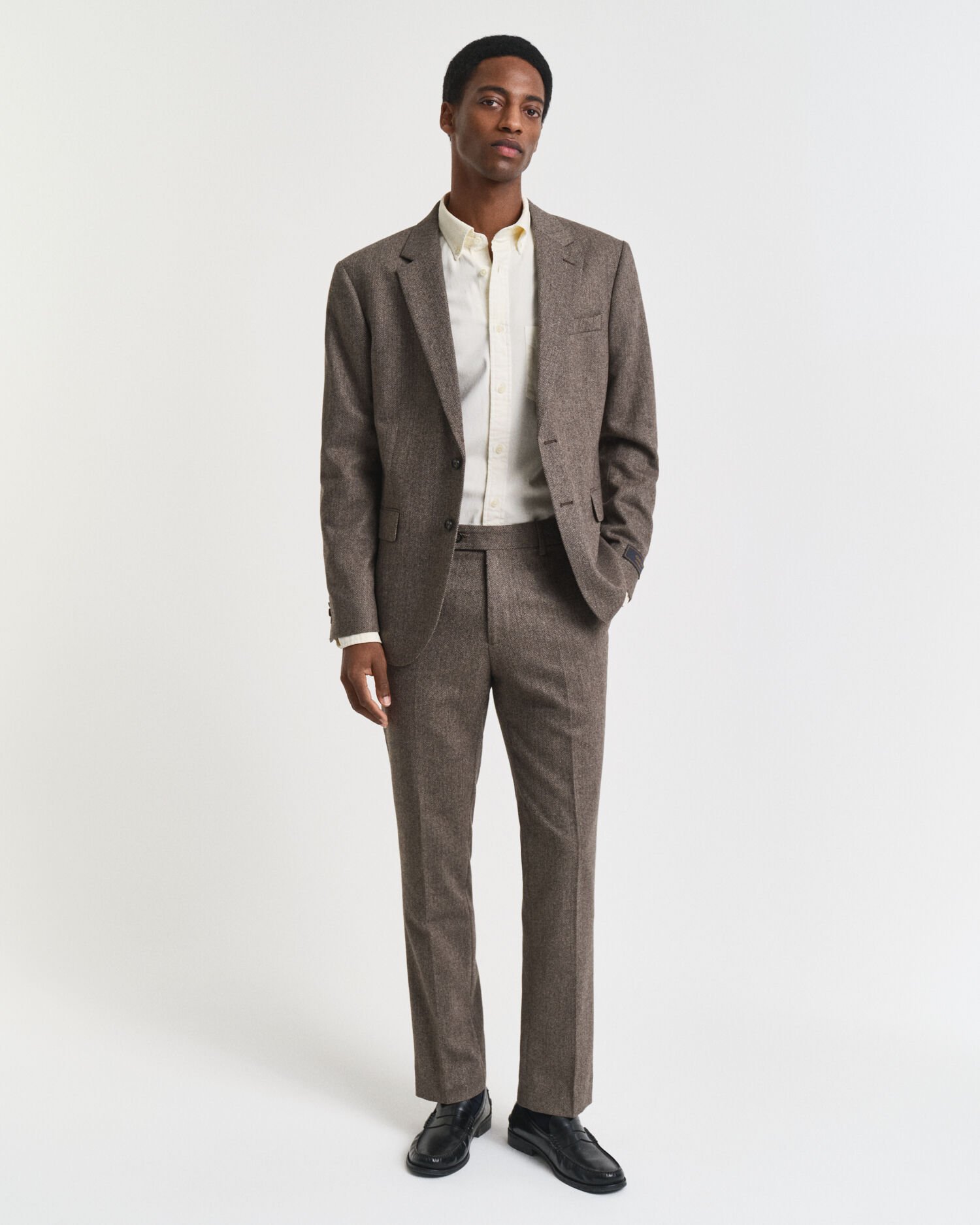 Slim Fit Flannel Herringbone Suit Pants