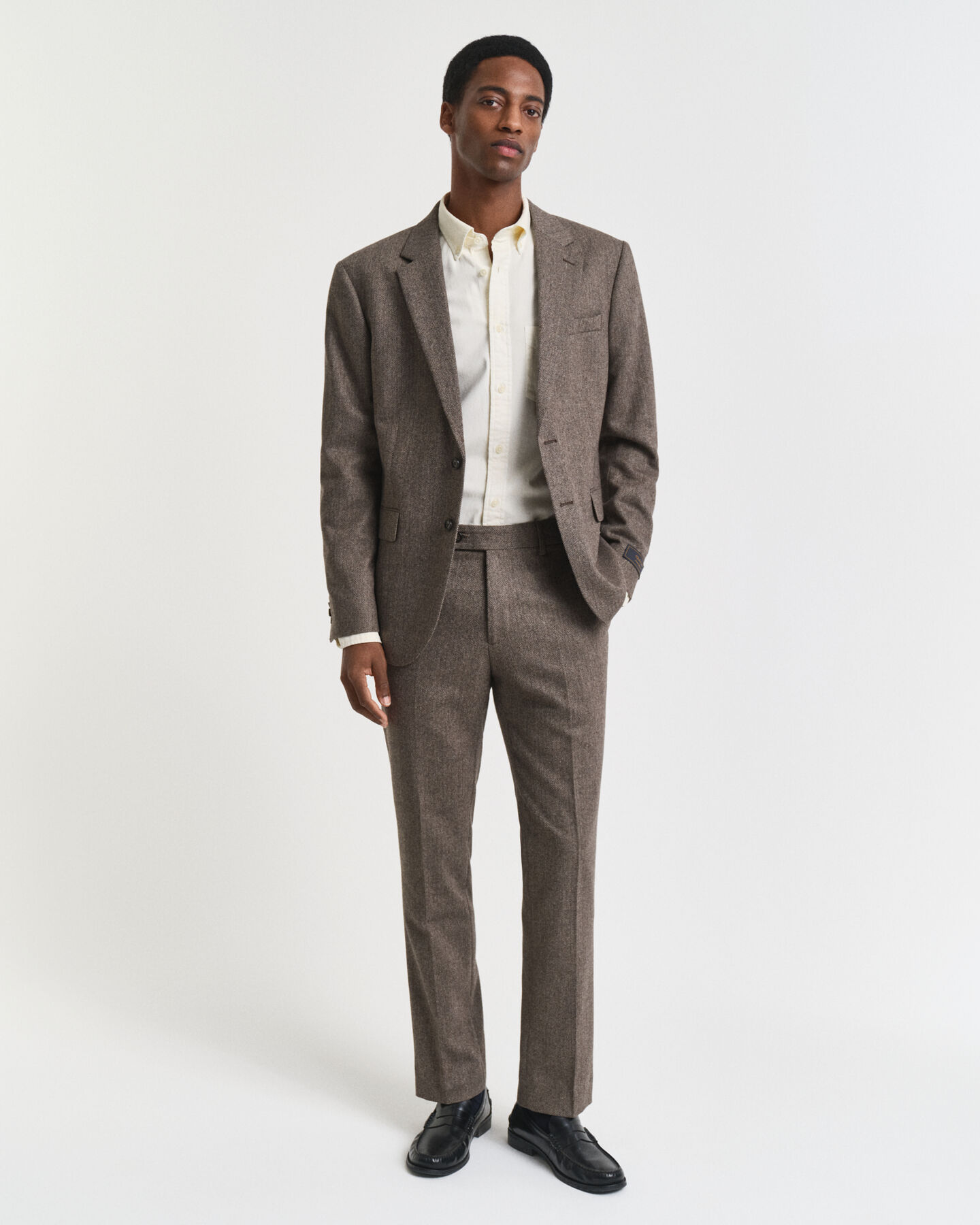 Slim Fit Flannel Herringbone Suit Pants