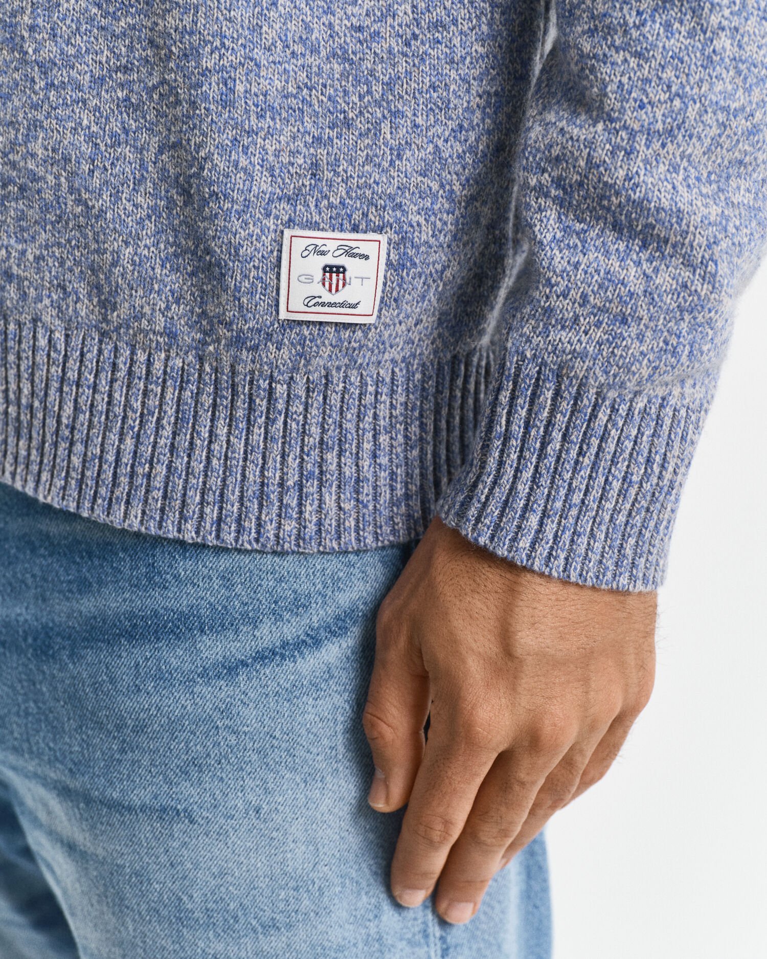 Wool Blend Mouliné Crew Neck Sweater