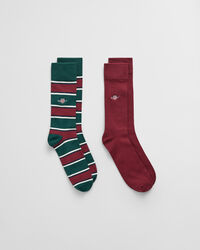 2-Pack Shield Striped & Ribbed Socks