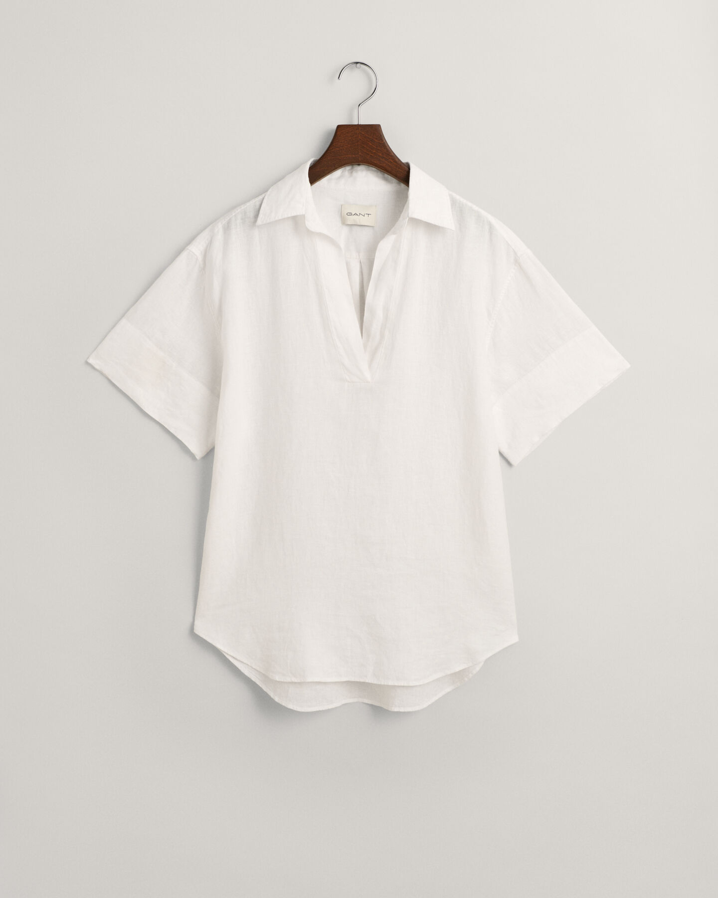 Relaxed Fit Linen Popover Short Sleeve Shirt