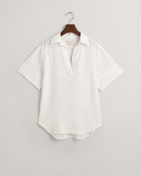 Relaxed Fit Linen Popover Short Sleeve Shirt
