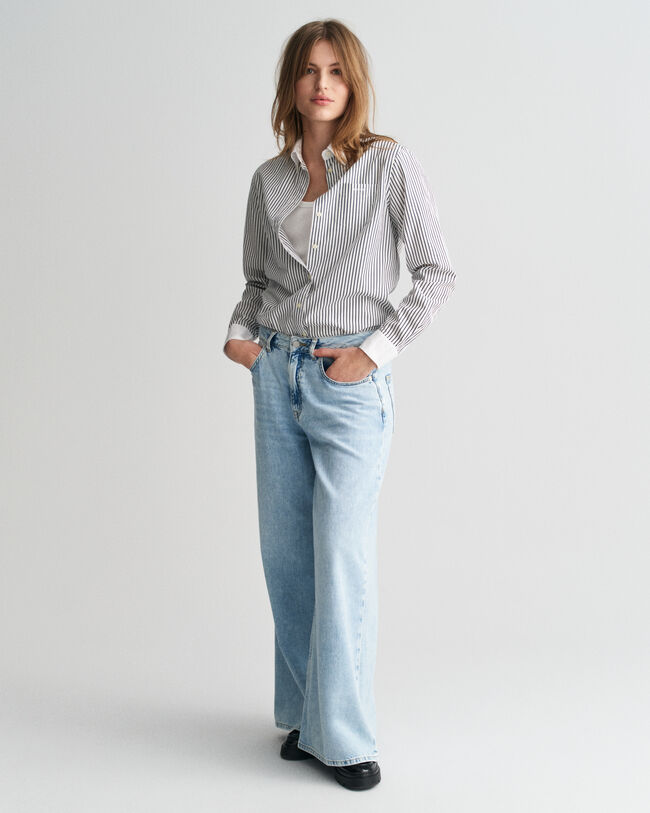 Regular Fit Contrast Collar Striped Shirt