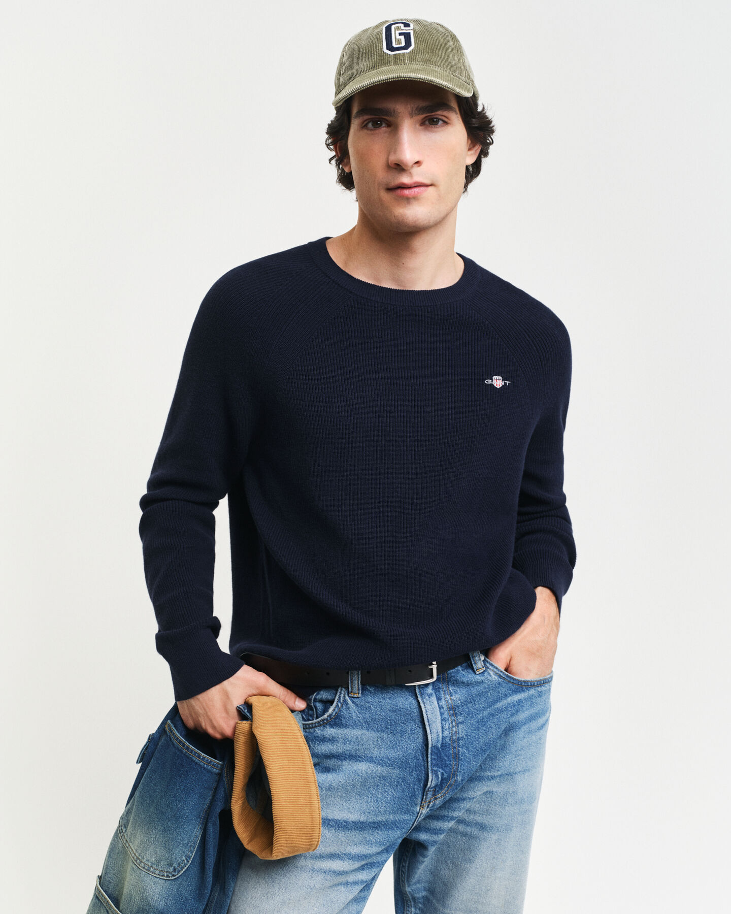 Ribbed Cotton Wool Crew Neck Sweater