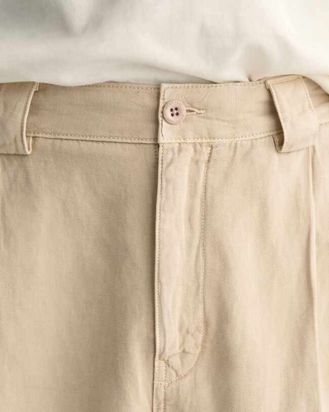 Pleated Cotton Linen Chinos