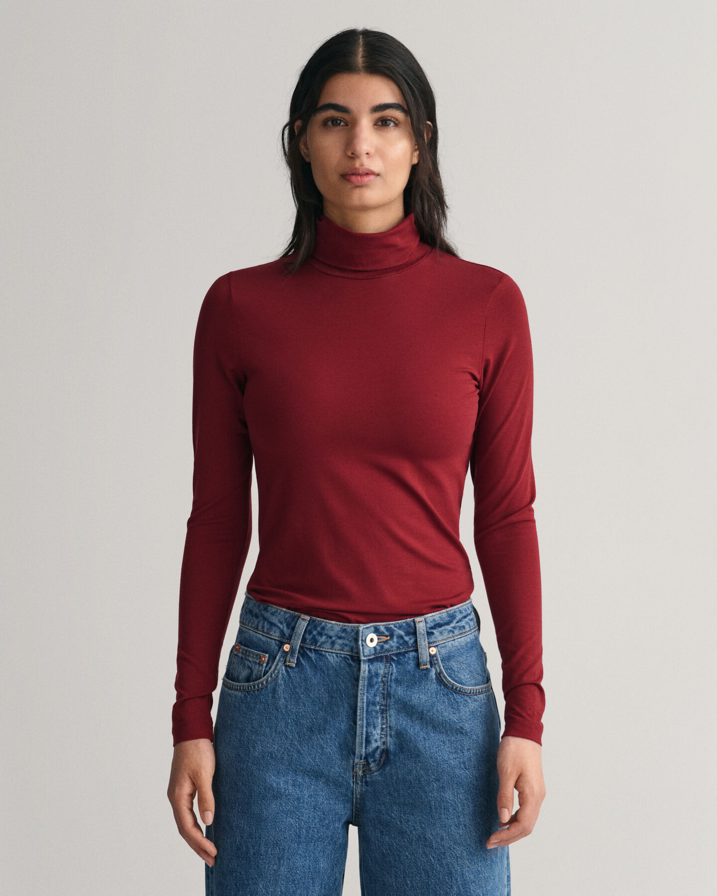 Jersey Long Sleeve Turtleneck Sweater
