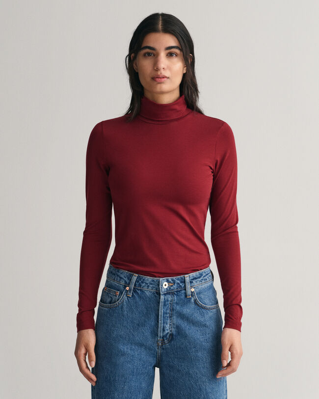 Jersey Long Sleeve Turtleneck Sweater