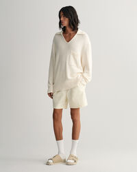 Cotton Linen Slub Polo Sweater