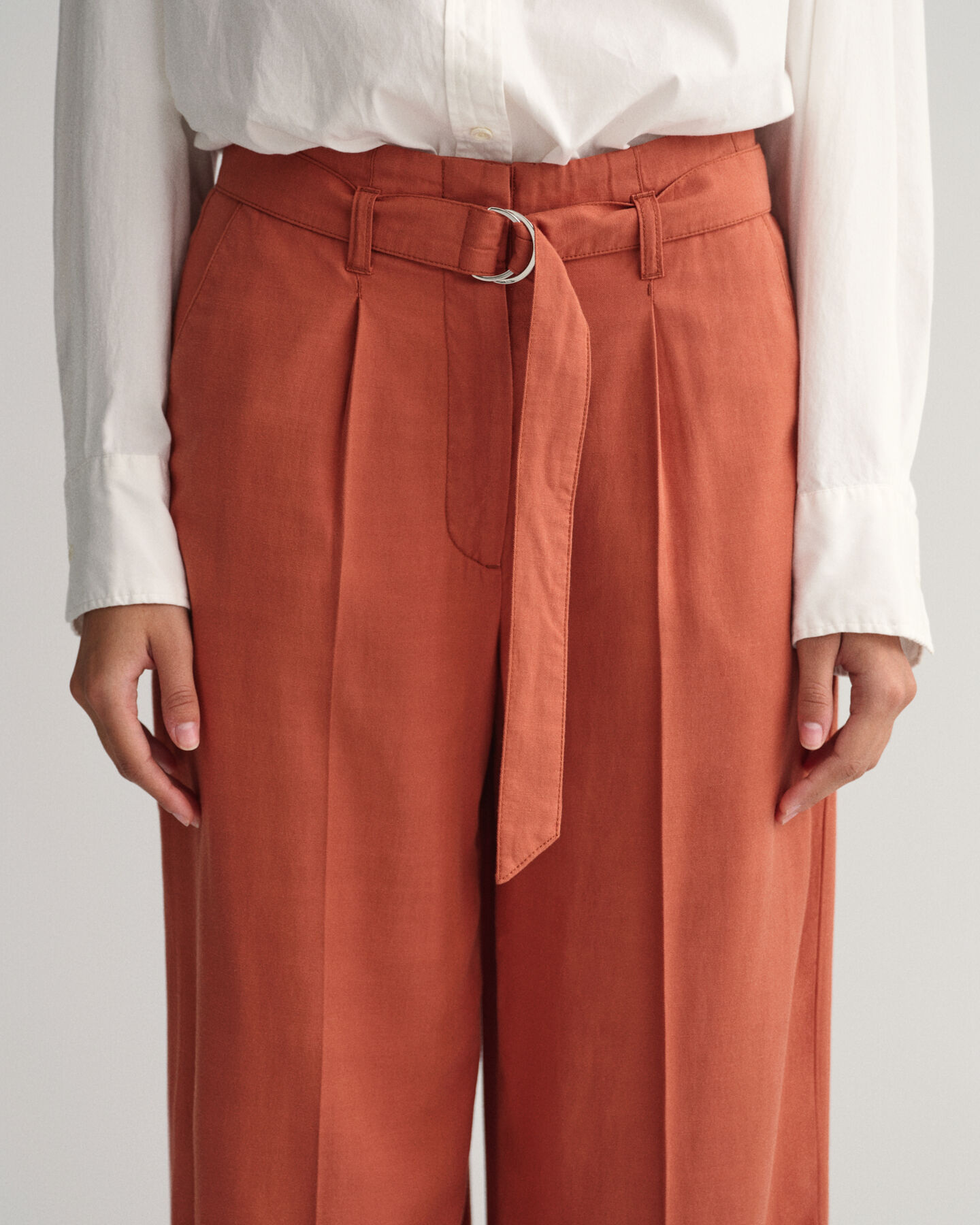 Wide Leg Cropped Belted Pants
