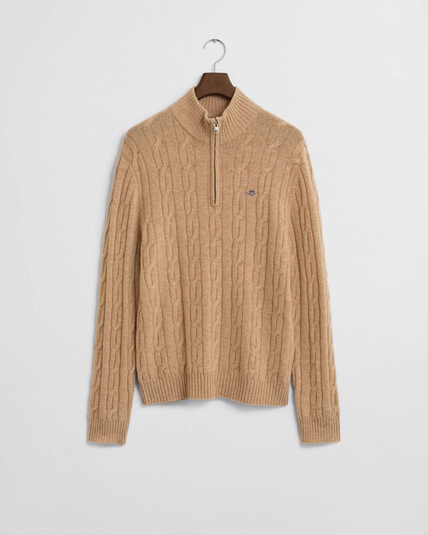 Lambswool Cable Knit Half-Zip Sweater