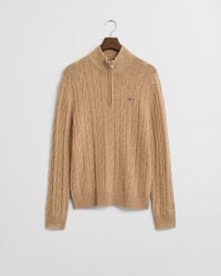 Lambswool Cable Knit Half-Zip Sweater