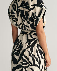 Palm Print Short Sleeve Dress