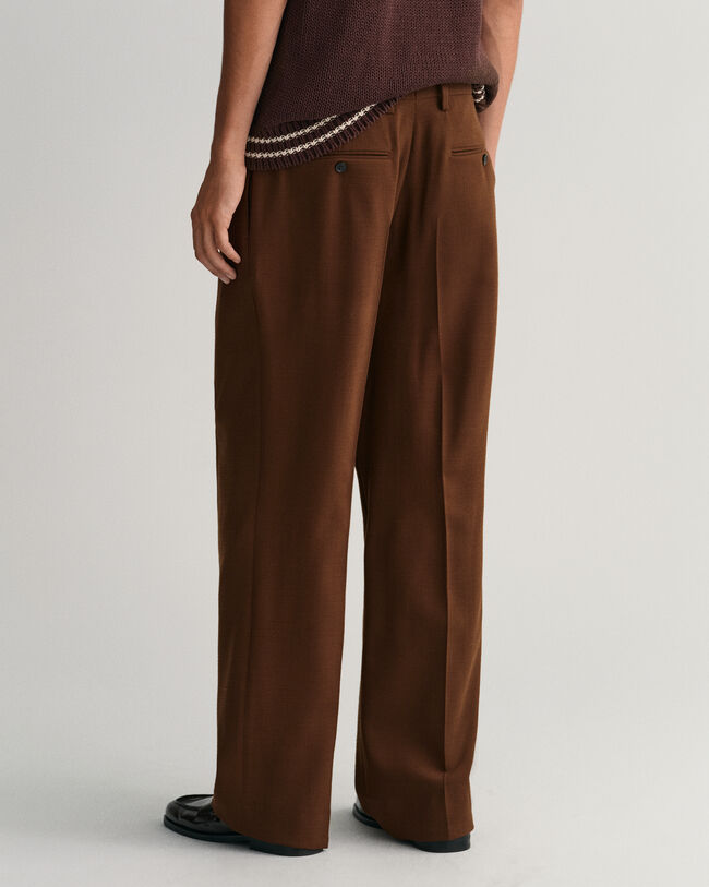 Wide Leg Wool Crepe Suit Pants