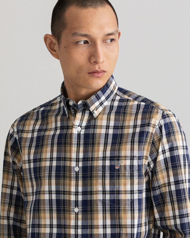 Regular Fit Washed Poplin Check Shirt