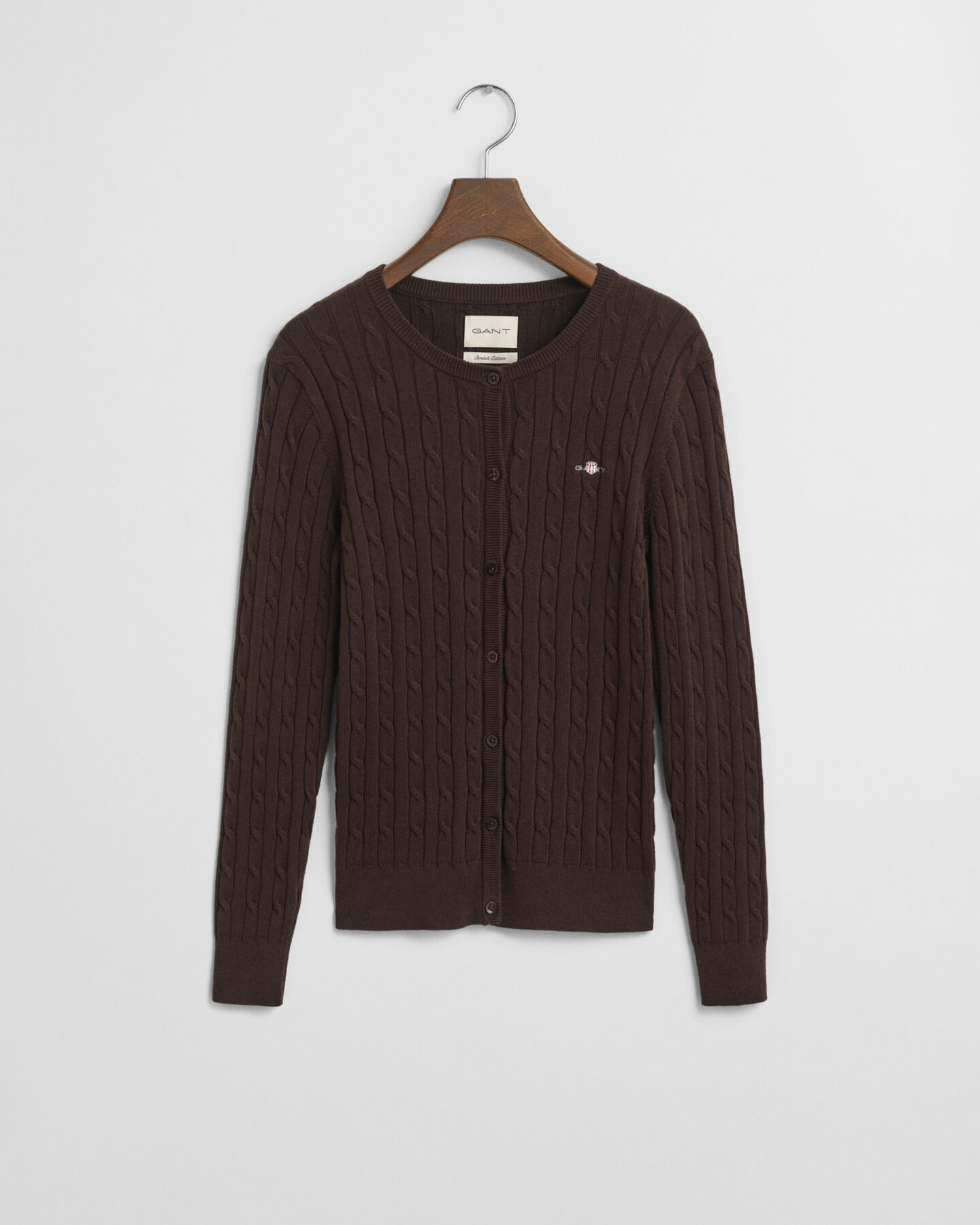 Stretch Cotton Cable Knit Cardigan