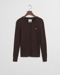 Stretch Cotton Cable Knit Cardigan