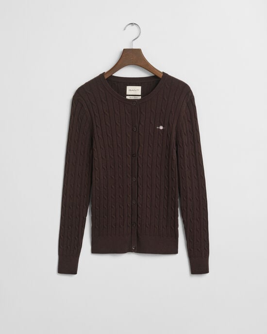 Stretch Cotton Cable Knit Cardigan