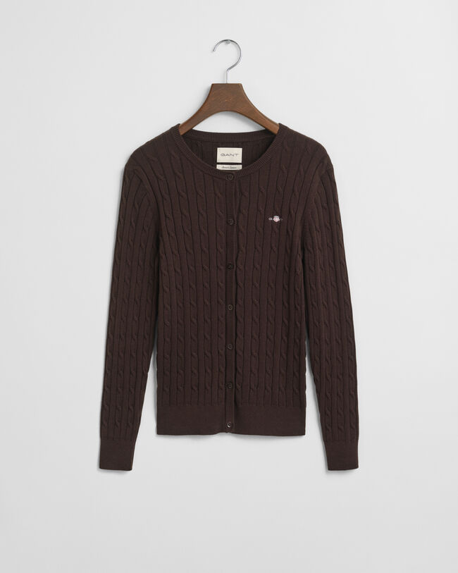 Stretch Cotton Cable Knit Cardigan