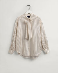 Pinstripe Bow Silk Shirt