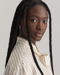 Pinstripe Bow Silk Shirt