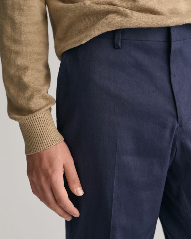 Slim Fit Cotton Linen Suit Pants